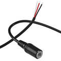 3.5mm TRS connector cable with bare wire leads and black 3-wire sleeve