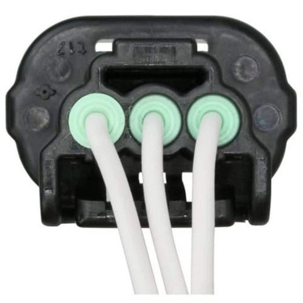 Rear view throttle position sensor connector with three green sockets and three wires