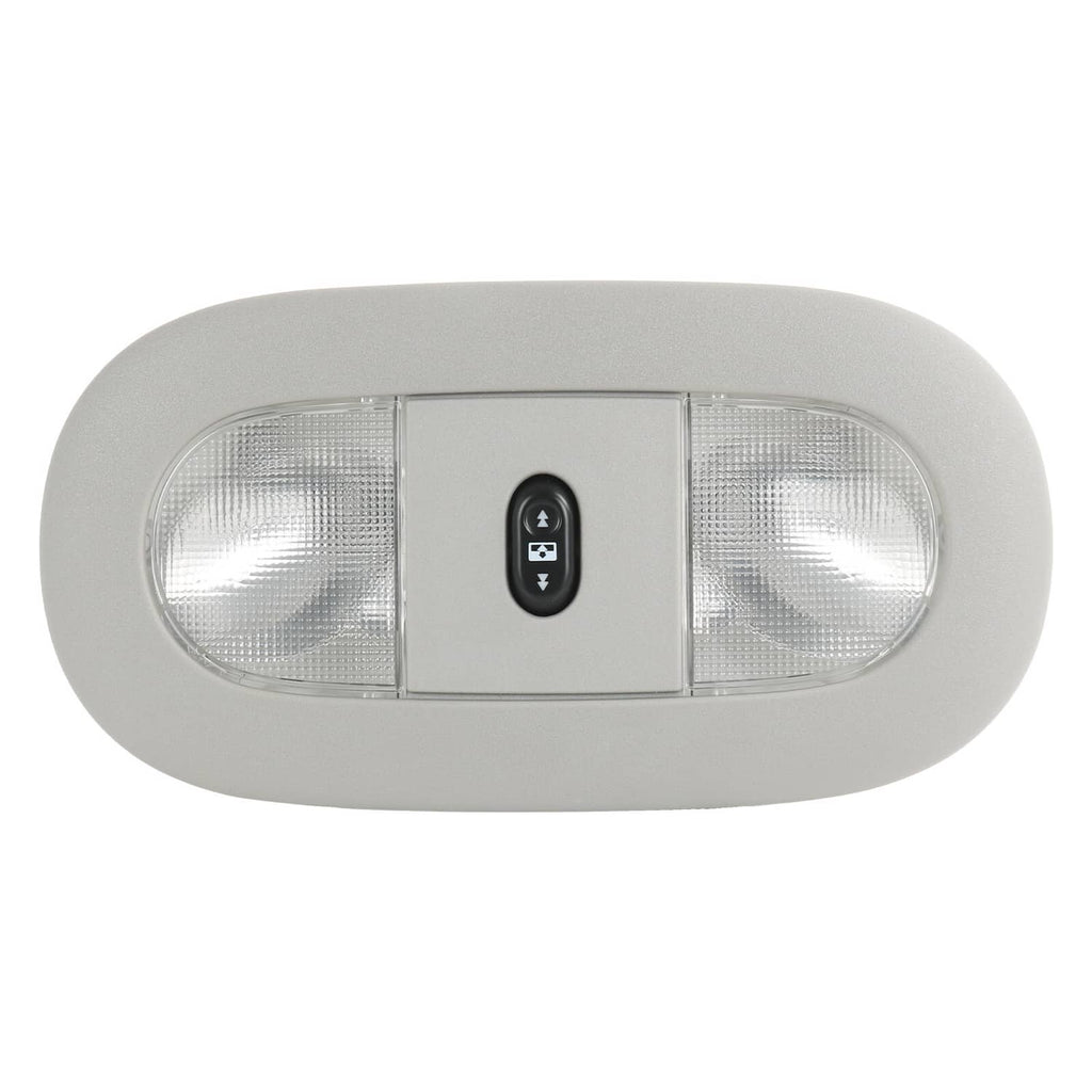 Overhead console LED light with clear twin lenses and black switch button, isolated
