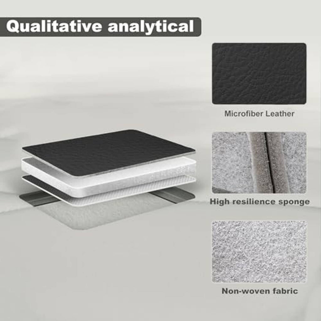 Seat cover material layers: microfibre leather, high-resilience sponge, non-woven fabric