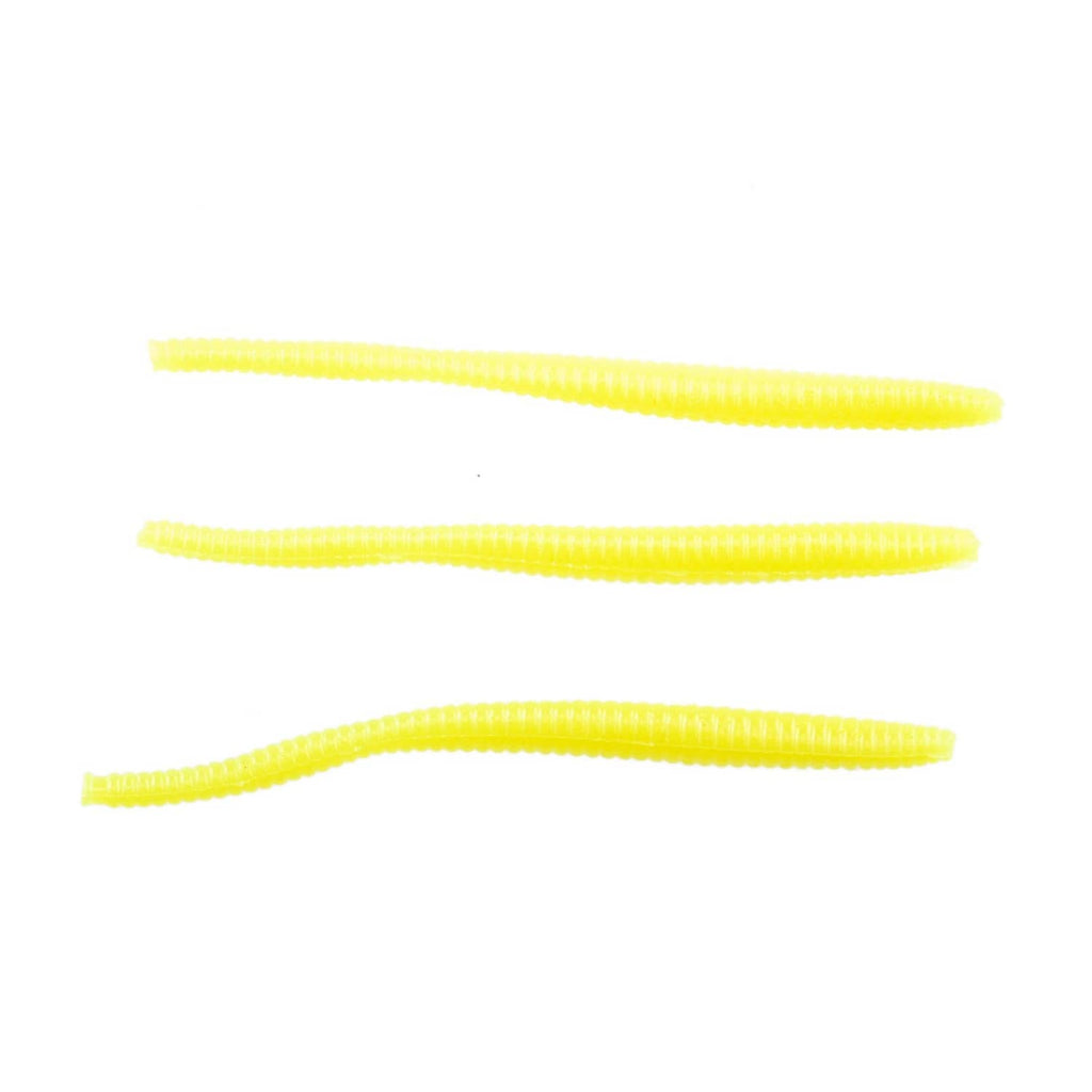 Chartreuse floating trout worm lures with three yellow worm bodies