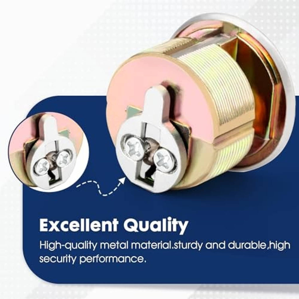 Mortise lock cylinder with brass-colored core and keyed security face