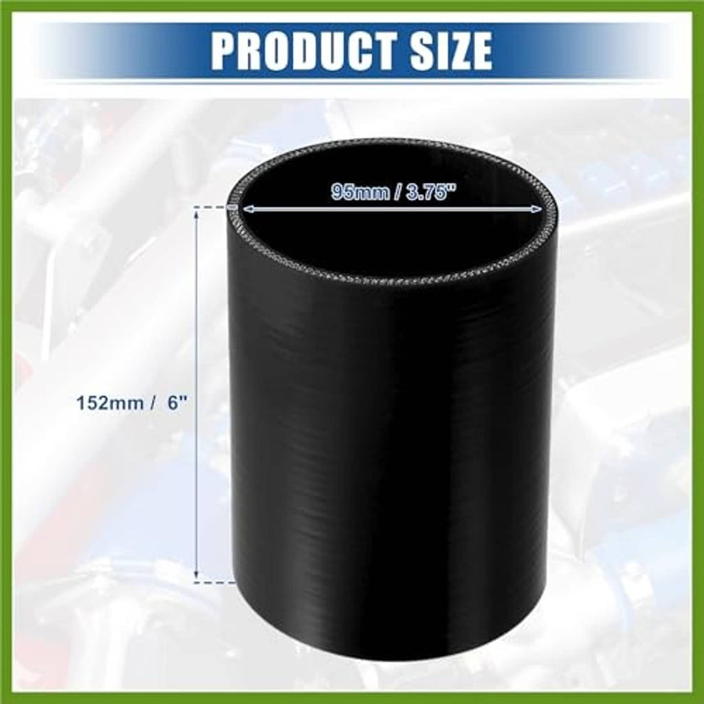 Black straight silicone hose coupler with wide open end, top view