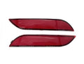 Red rear bumper reflector lens pair, curved teardrop shape