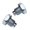 Car jack handle bolts, two chrome hex-head threaded fasteners