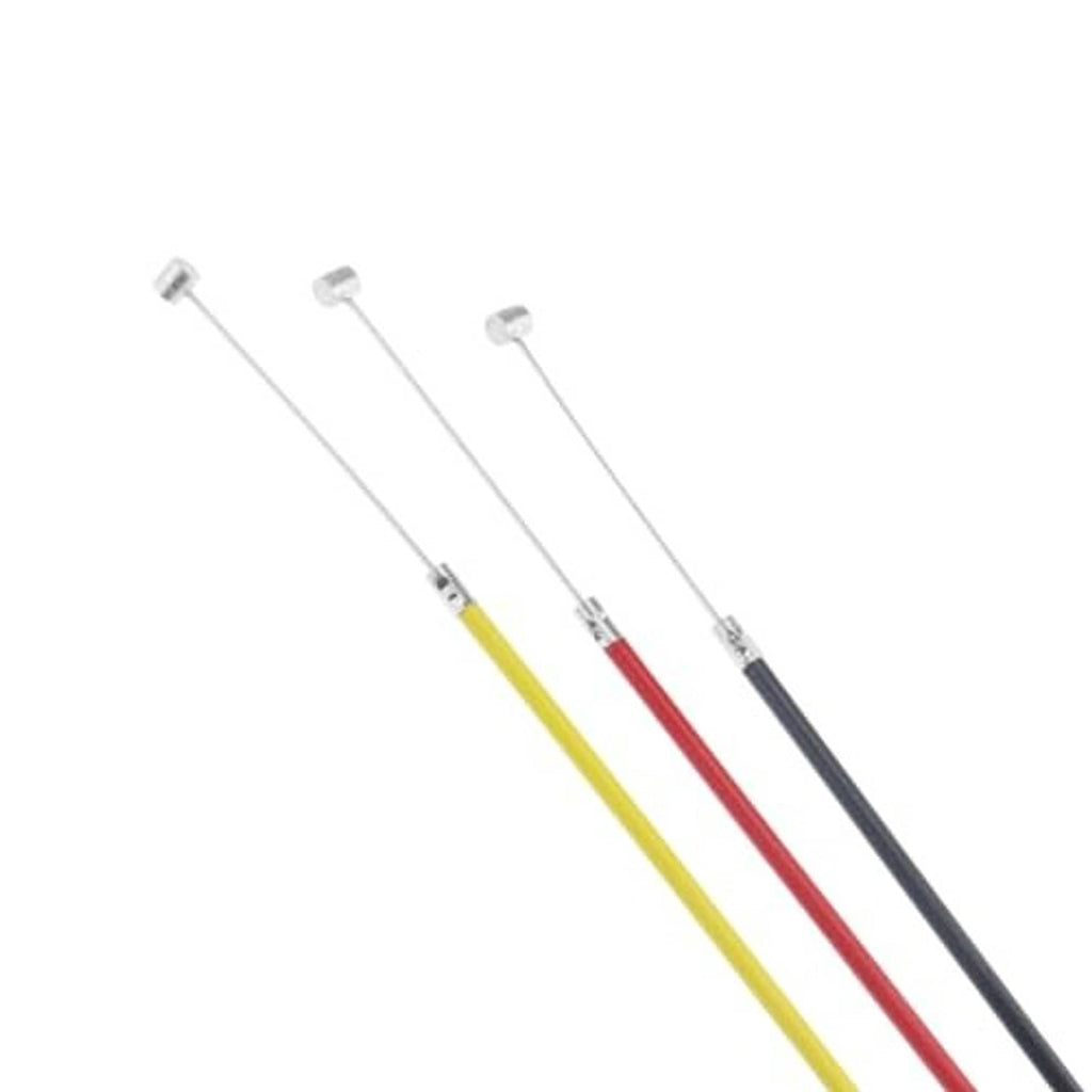 Set of three brake cables: yellow, red, and black with silver end fittings