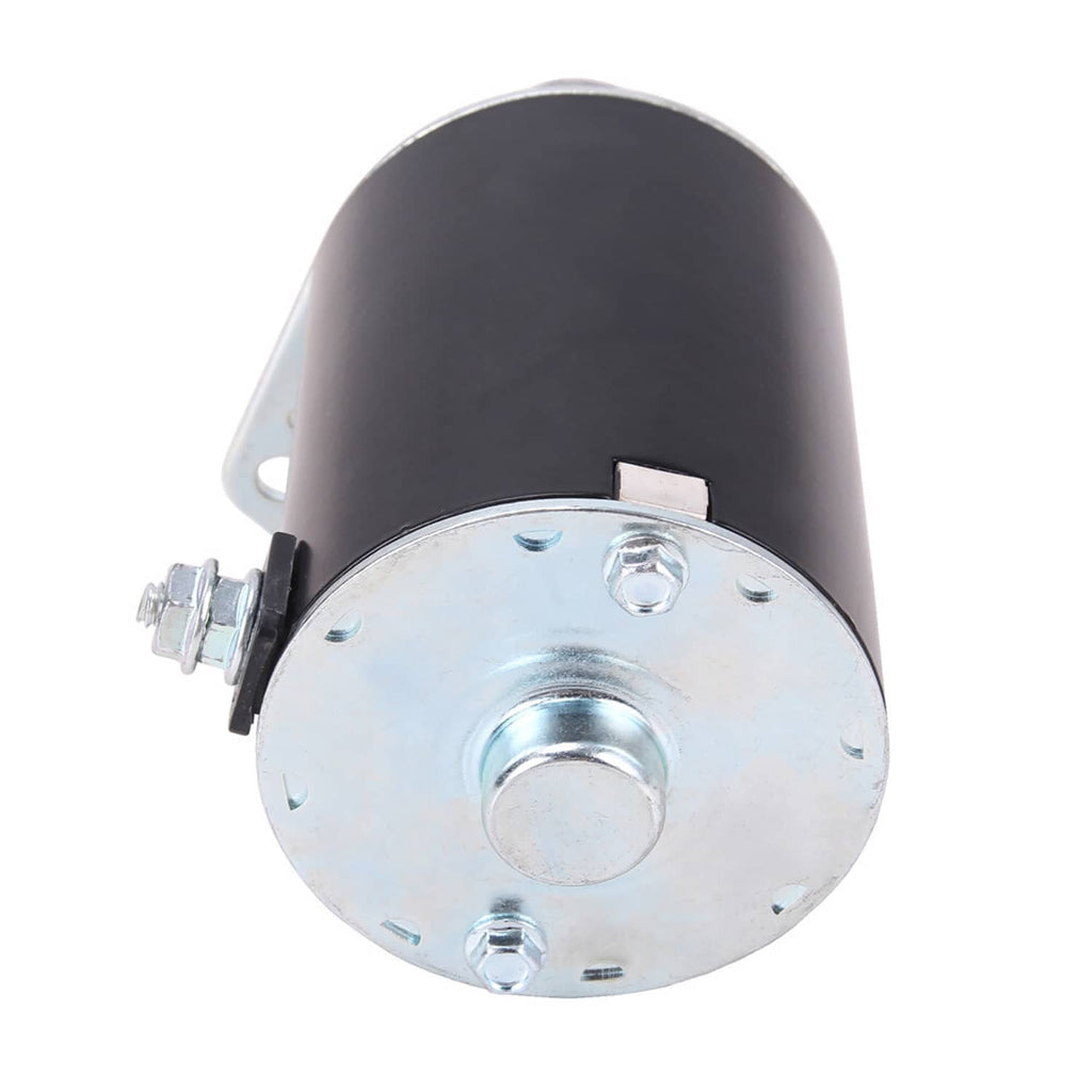 Small engine starter motor rear cap with black housing and silver mounting plate