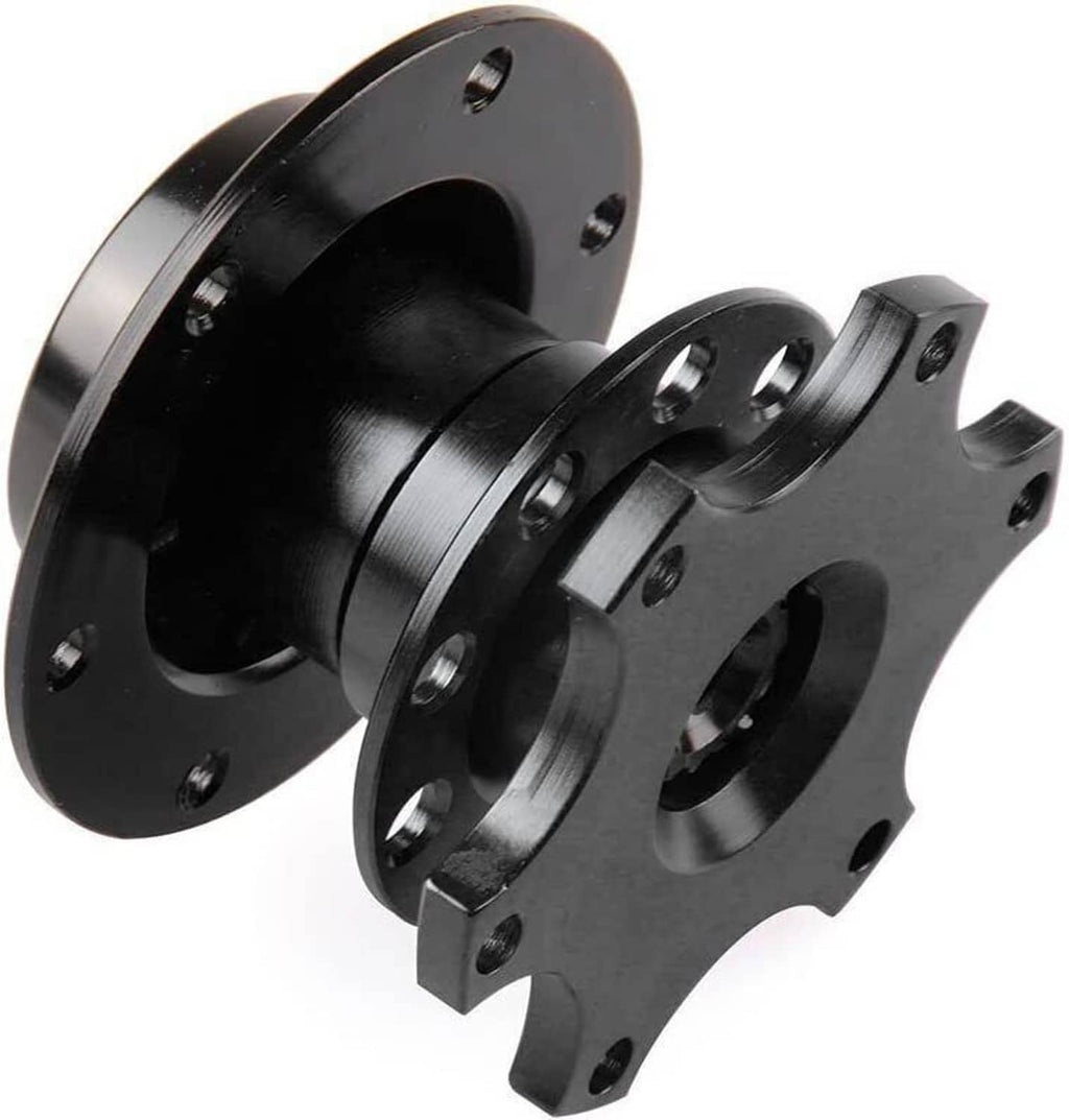 Black quick release steering wheel hub adapter and plates with bolt holes