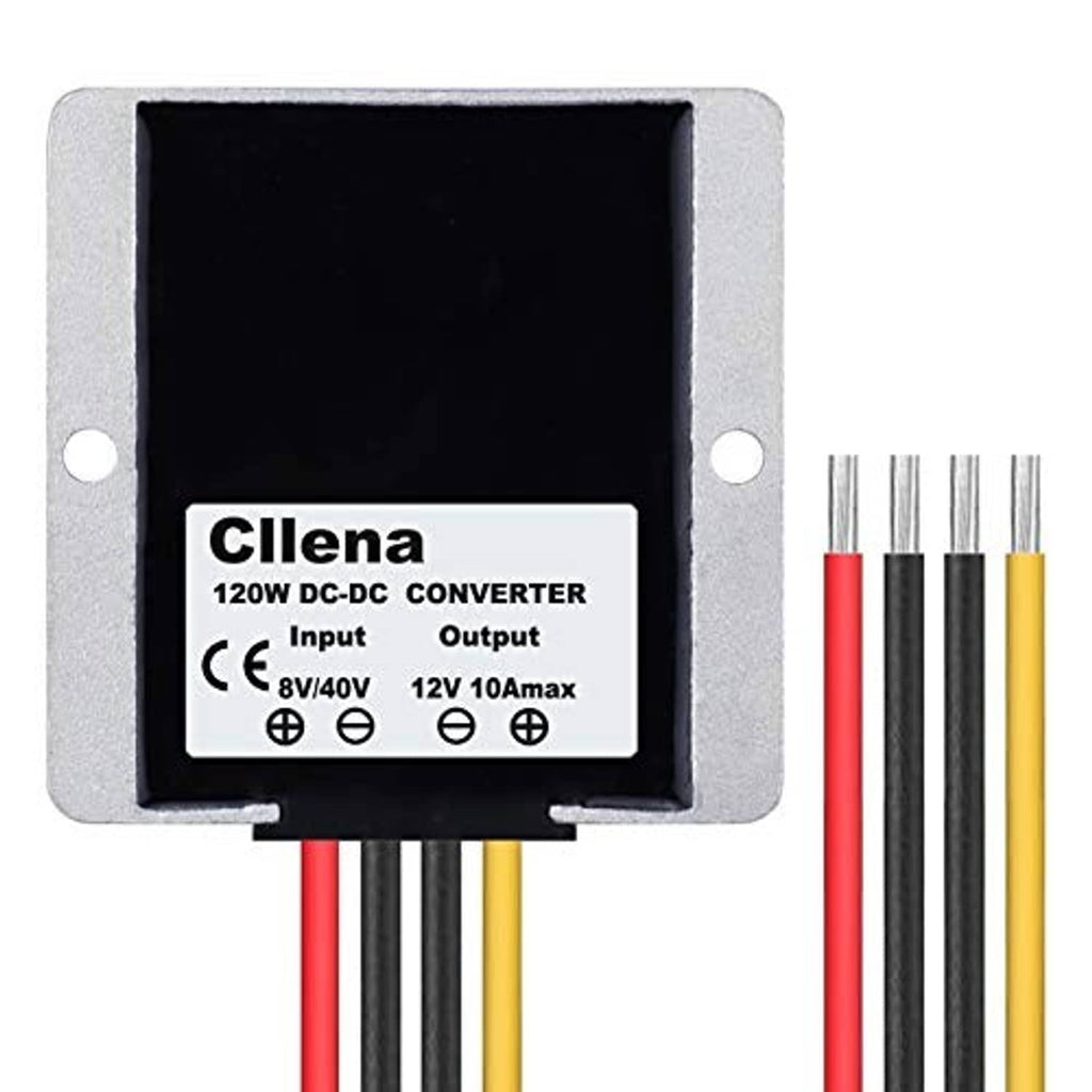 Clena DC-DC converter module with label panel and four colored power leads