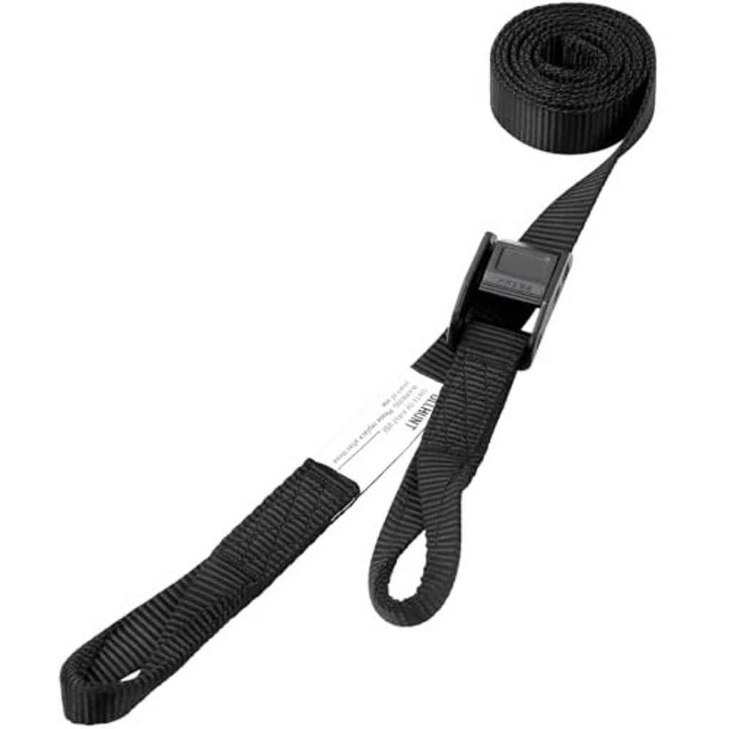 Black treestand replacement strap with woven webbing loop and buckle clasp