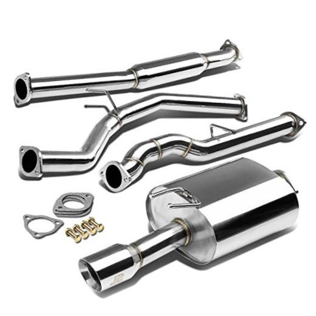 Stainless steel cat-back muffler exhaust system with resonator and piping kit