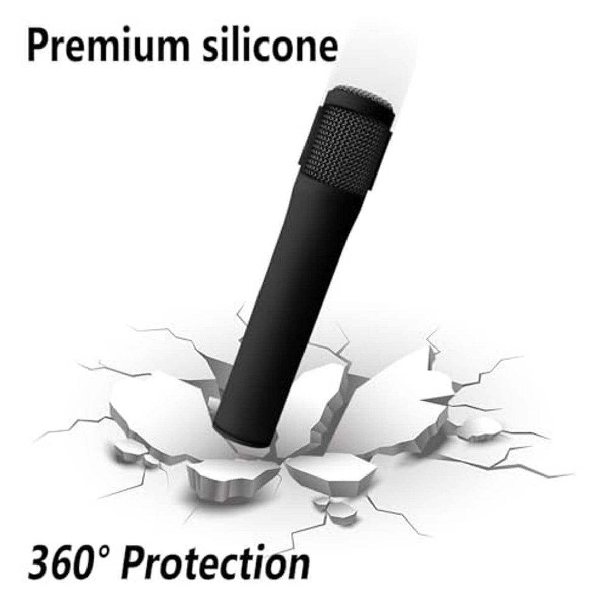 Black silicone mic cover with rugged textured grille sleeve