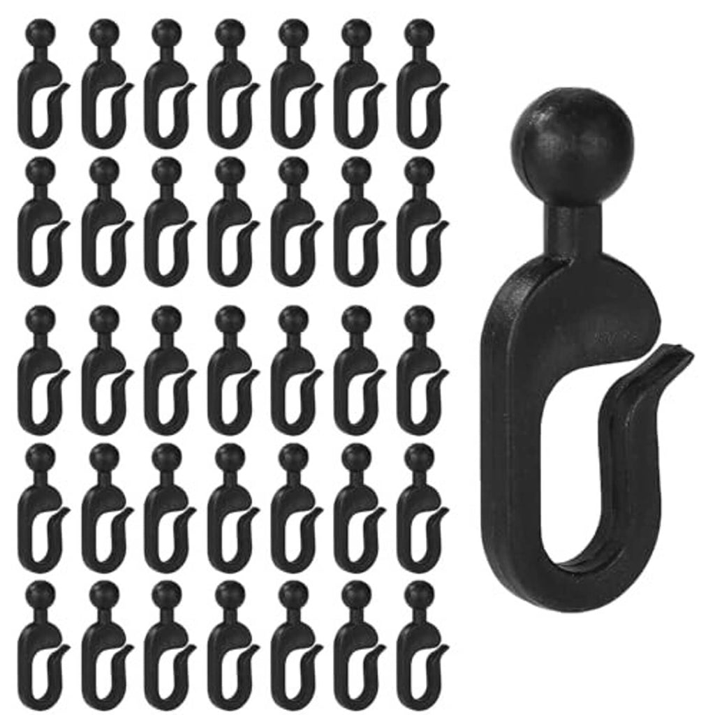 Black plastic curtain track hook set, multiple hooks with one large hook