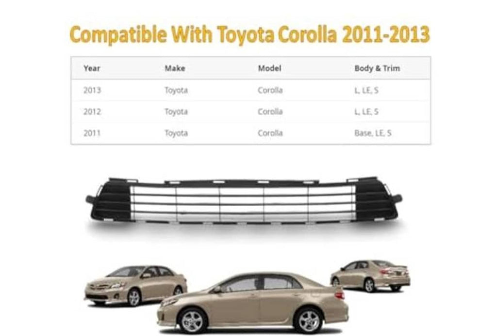 Front bumper grille with black surround and silver horizontal slat bars for Corolla 2011-2013