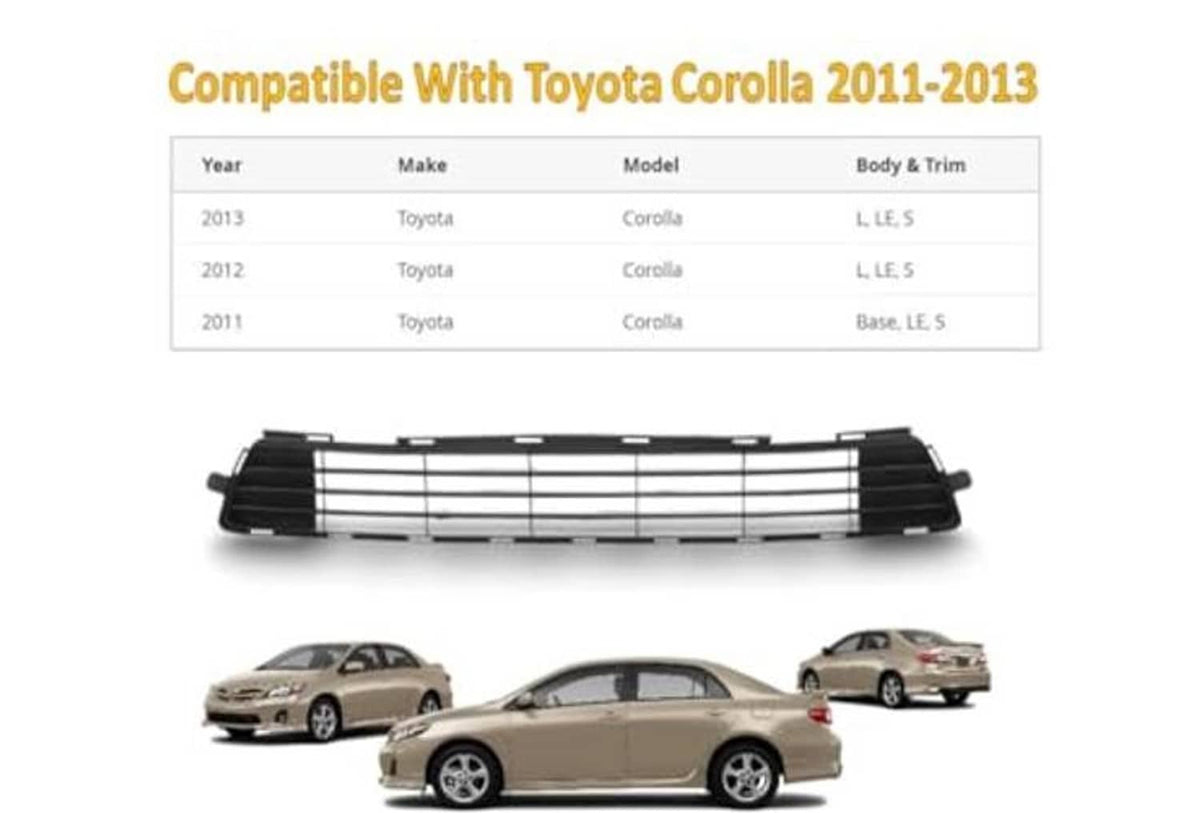 Front bumper grille with black surround and silver horizontal slat bars for Corolla 2011-2013