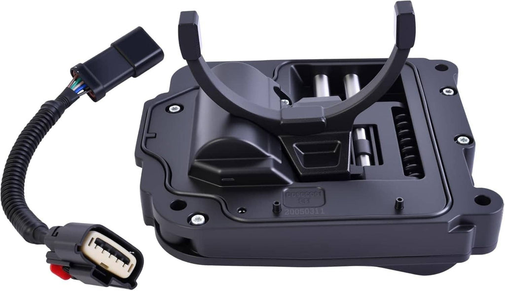 Black transfer case actuator with lever and visible wiring plugs on both sides