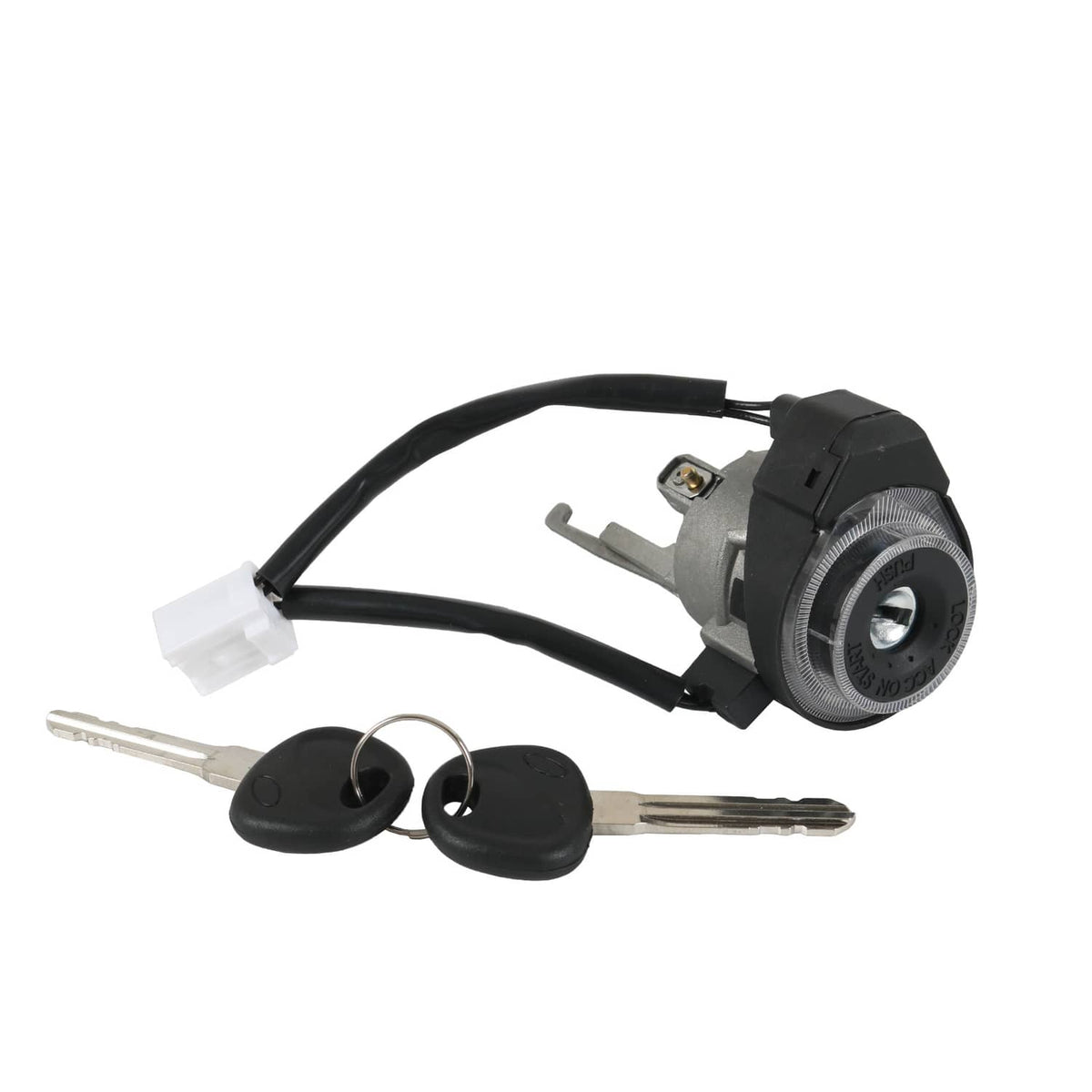 Ignition lock cylinder switch with two keys and black wire harness