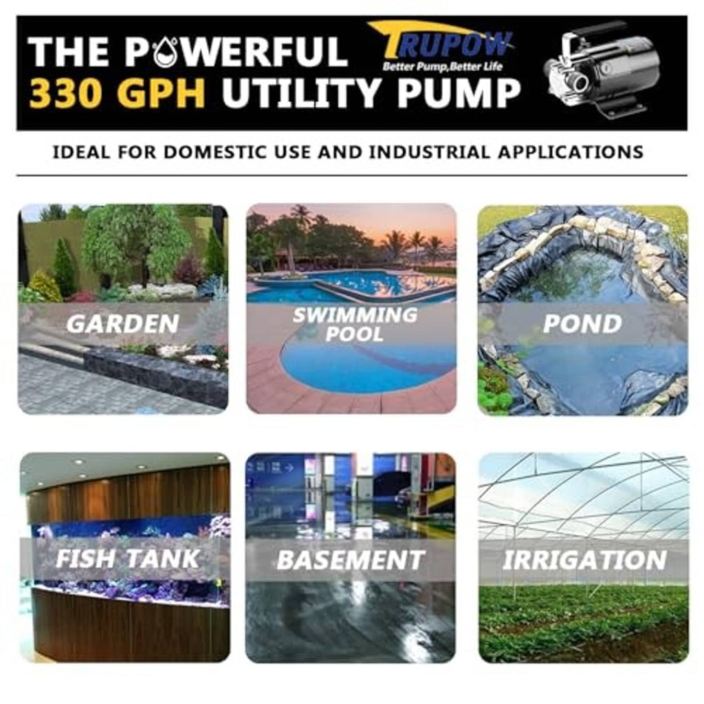 Trupow utility pump with black motor housing and top handle switch