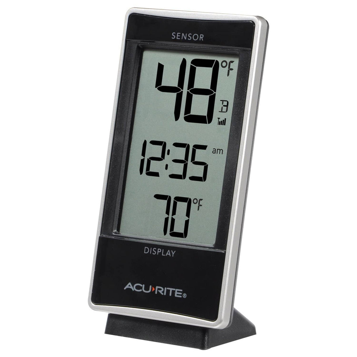 White digital thermometer display with ACURITE logo and temperature readings
