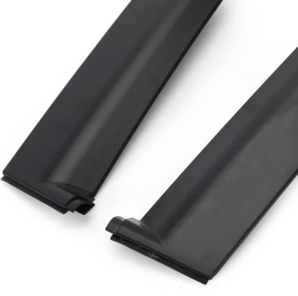 Pair of black door sash trim bars with curved bottom edges and end sections