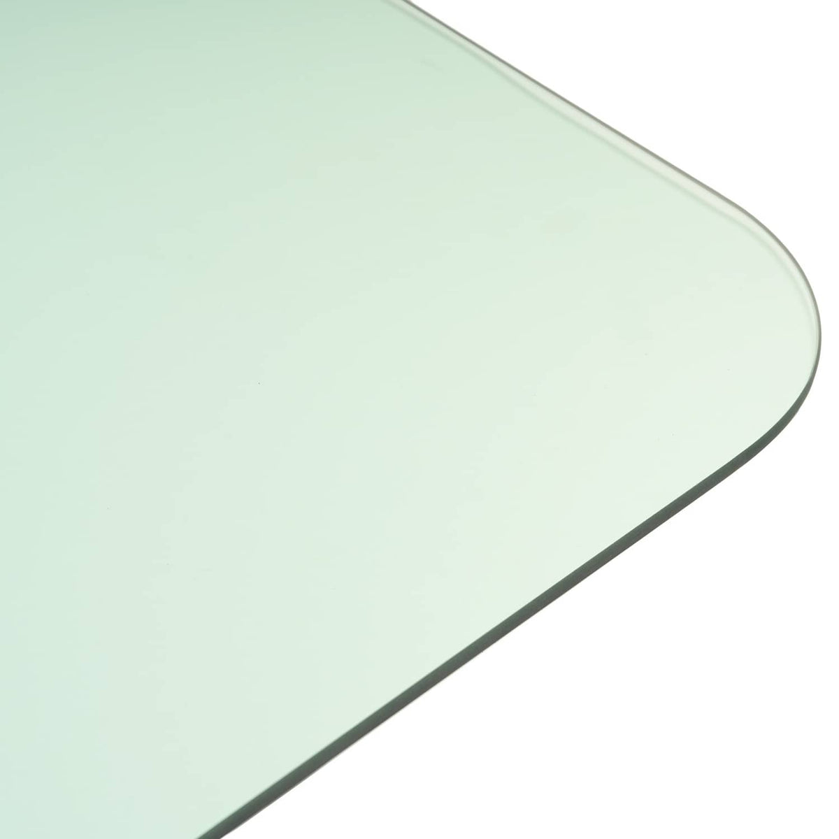 Close-up of tinted side glass window edge with dark trim line