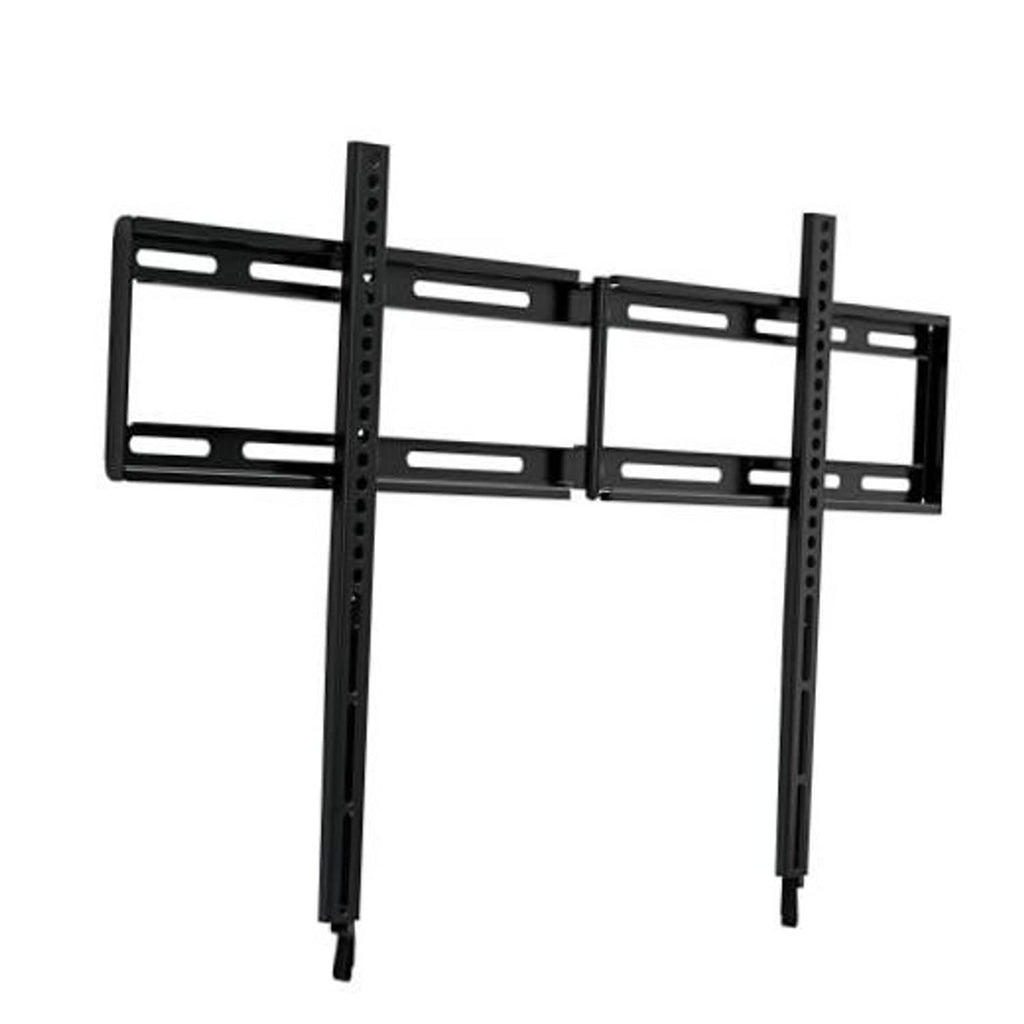 Black steel fixed TV wall mount bracket with two vertical rails and crossbar