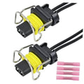 Fuel injector connector pigtail harness with two black plugs and yellow wire spools