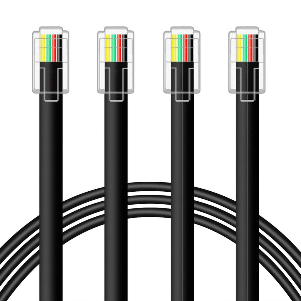 Black RJ9 straight telephone handset cable ends with color-coded 4P4C pins