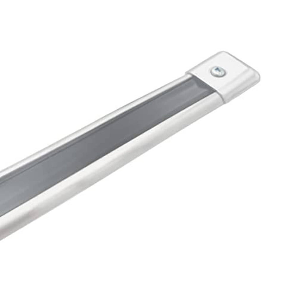 White flat aluminum extrusion end cap with mounting hole and hex screw