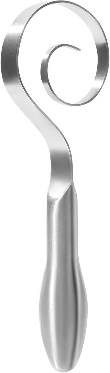 Stainless steel dough whisk with loop head and smooth tapered handle
