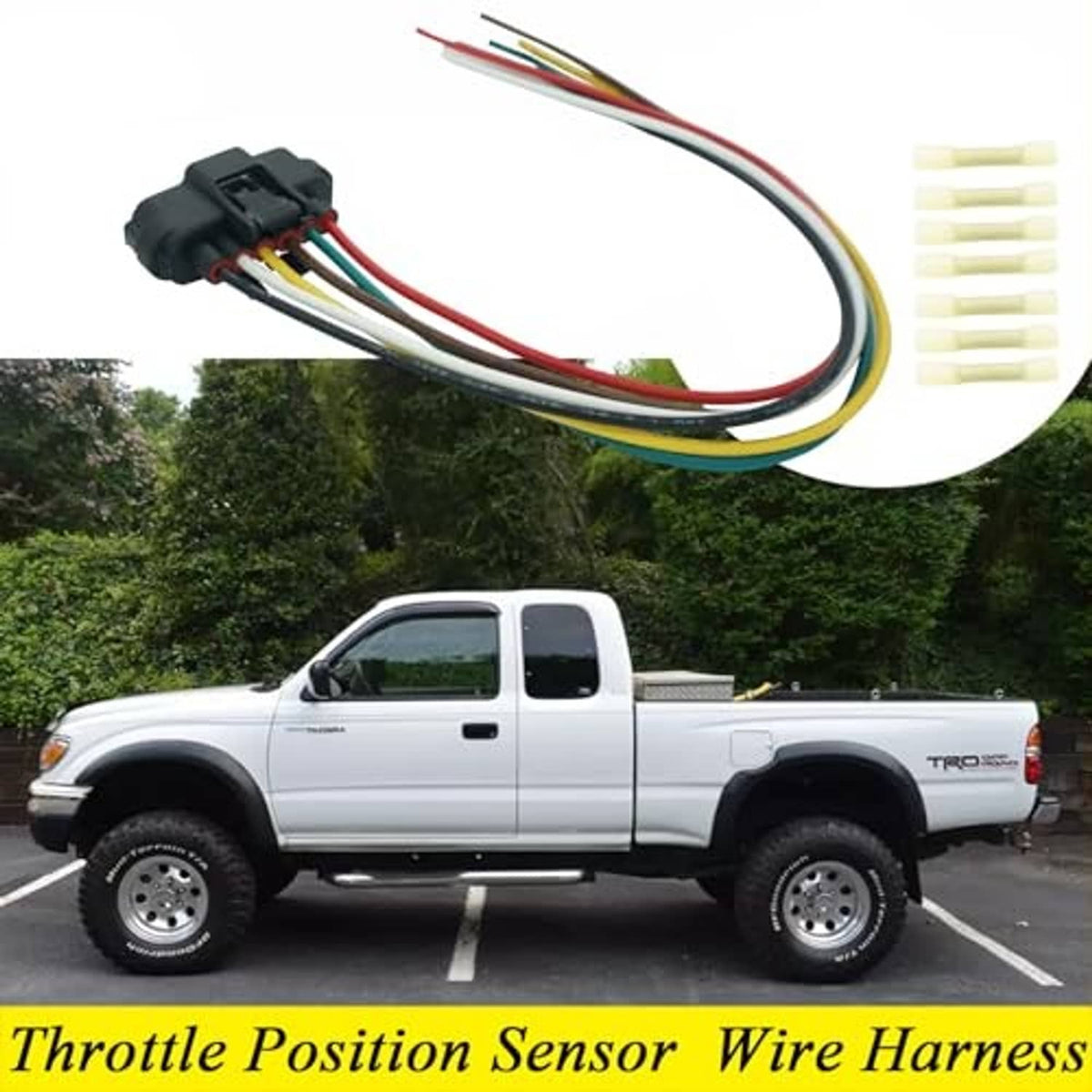 Throttle sensor wiring pigtail with black connector and multicolored lead wires