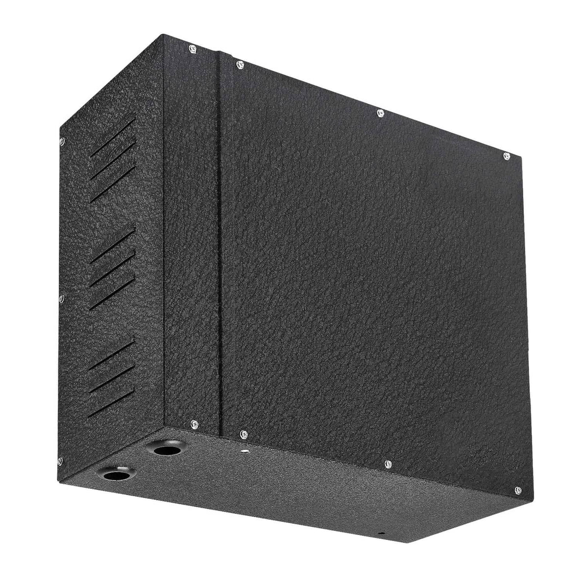 Black textured steam generator unit with front mounting openings