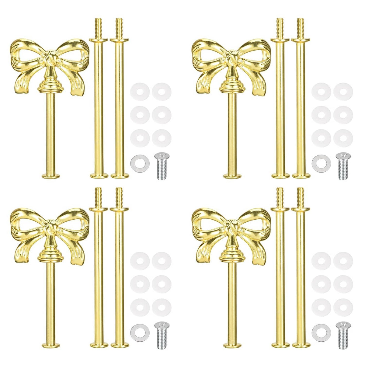 Gold zinc alloy 3-tier cupcake stand hardware handles with bow finials and screws