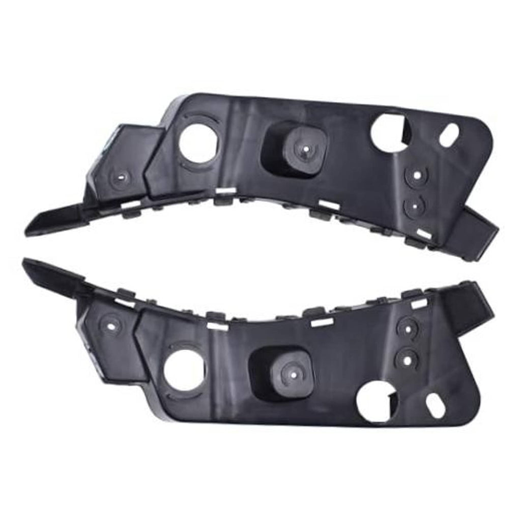 Pair of front bumper fender holder brackets, black plastic with mounting holes
