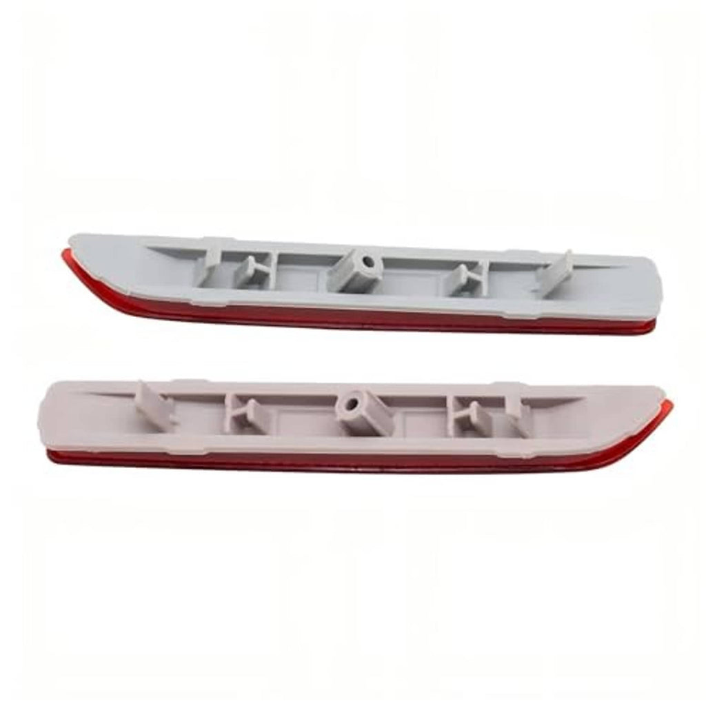 Red rear bumper reflector lenses with white mounting base, left and right