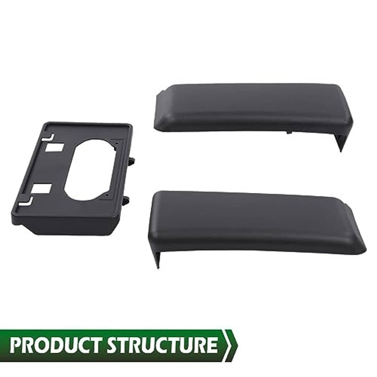 Front bumper guard pads with mounting frame bracket, black plastic components