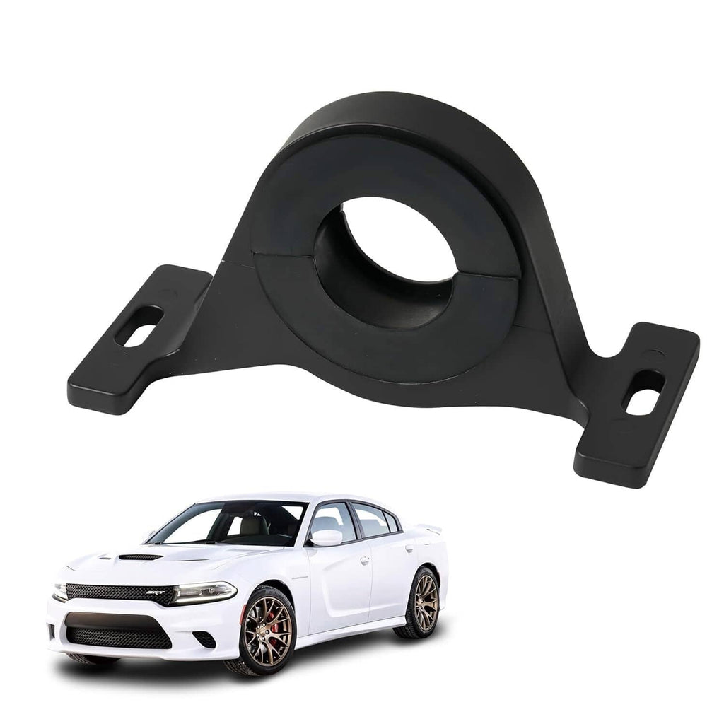 Black center bearing support bracket with circular rubber bushing and side mounting tabs