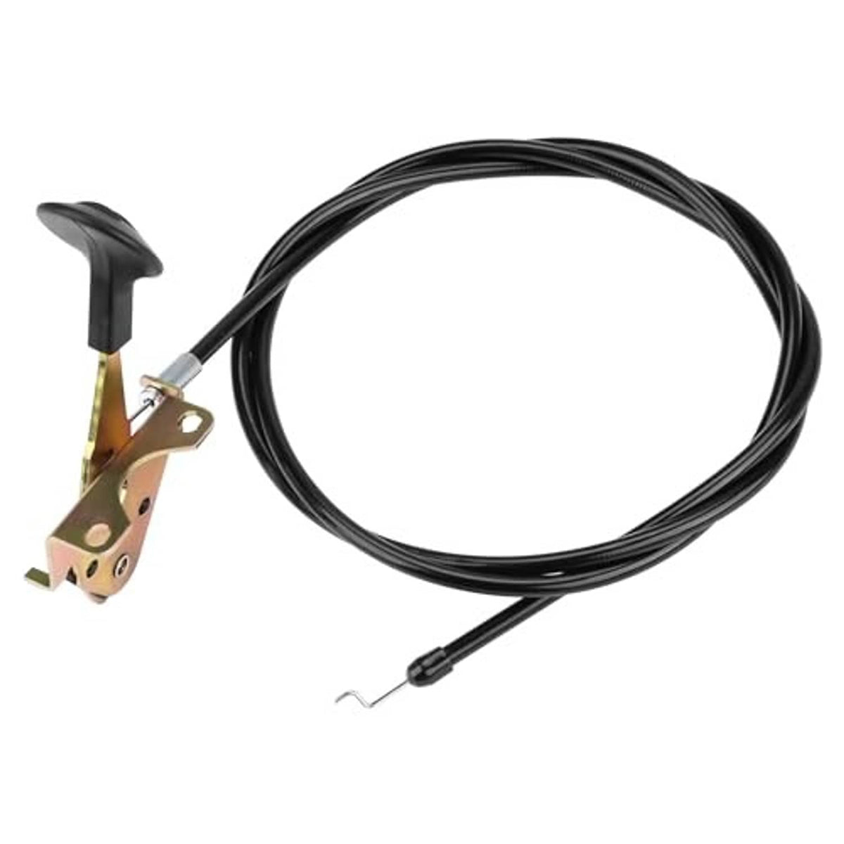 Black throttle control cable assembly with brass mounting bracket and return spring
