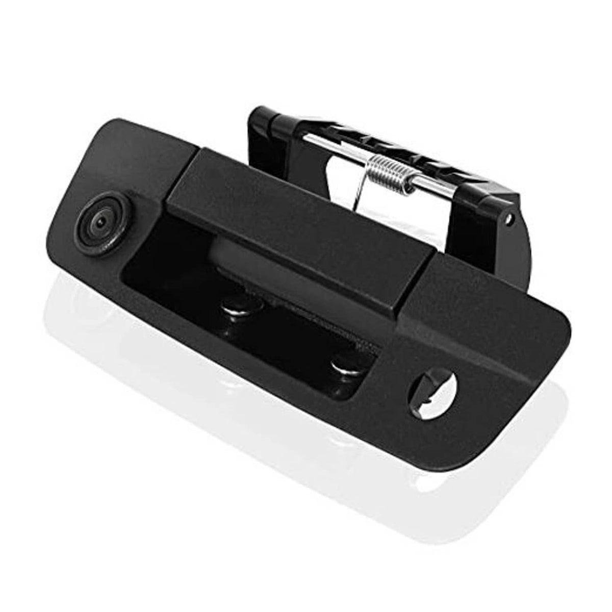 Black tailgate handle backup camera with built-in lens and mounting bracket