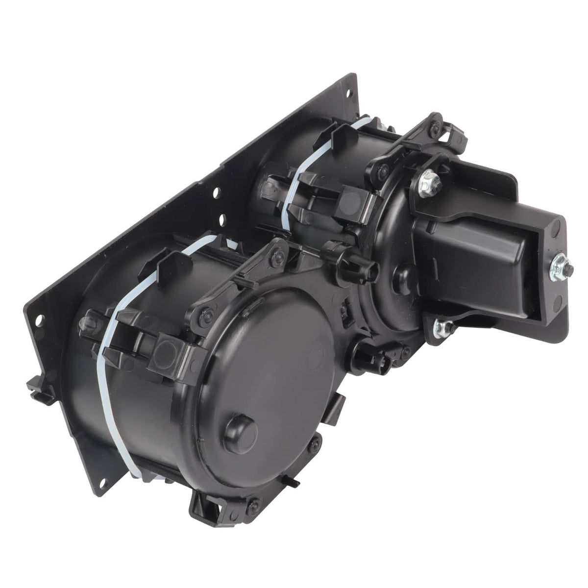 Black cup holder mechanism assembly with round housing and mounting bracket