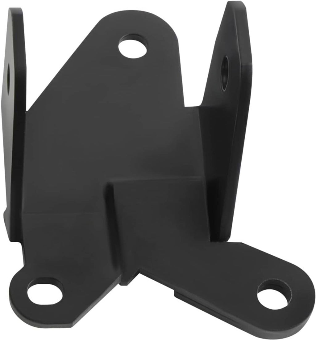 Black engine motor mount bracket with two mounting holes