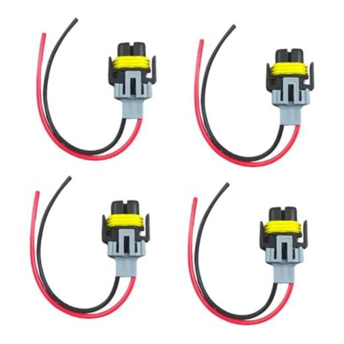 Vehicle wire connector set: gray connector with yellow locking ring and red/black wires