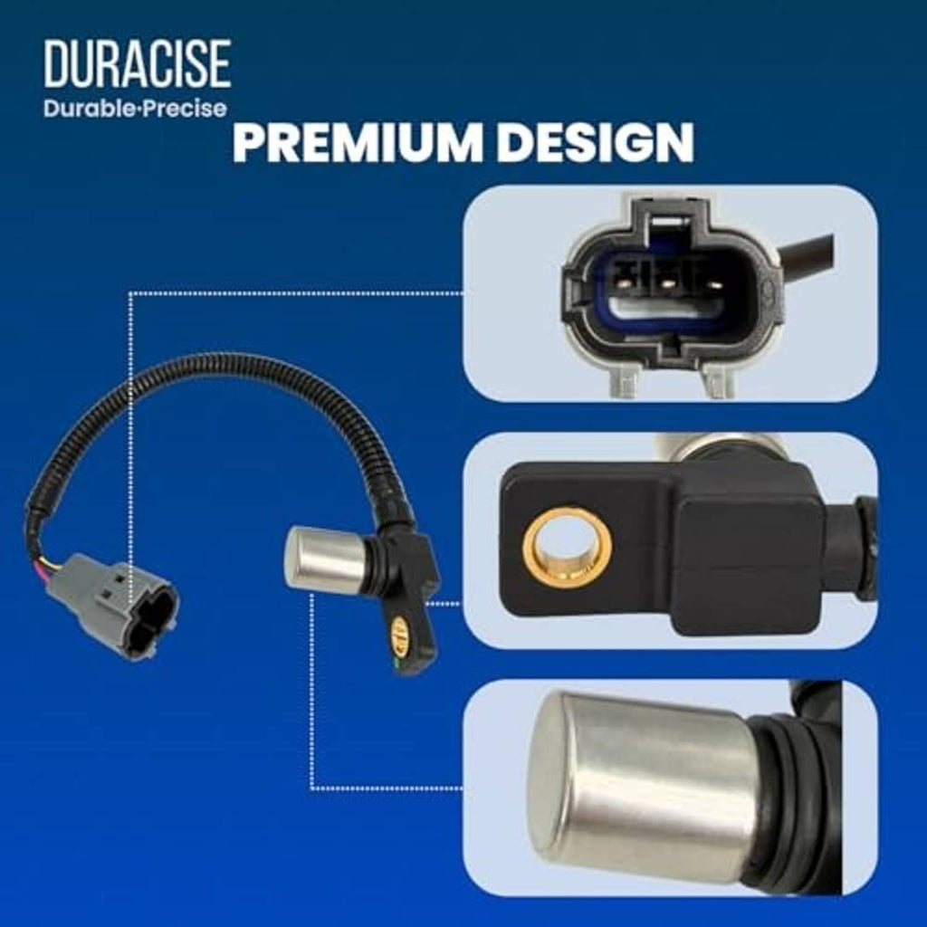 Crankshaft position sensor and wiring harness with gray connector, silver cylindrical sensor tip