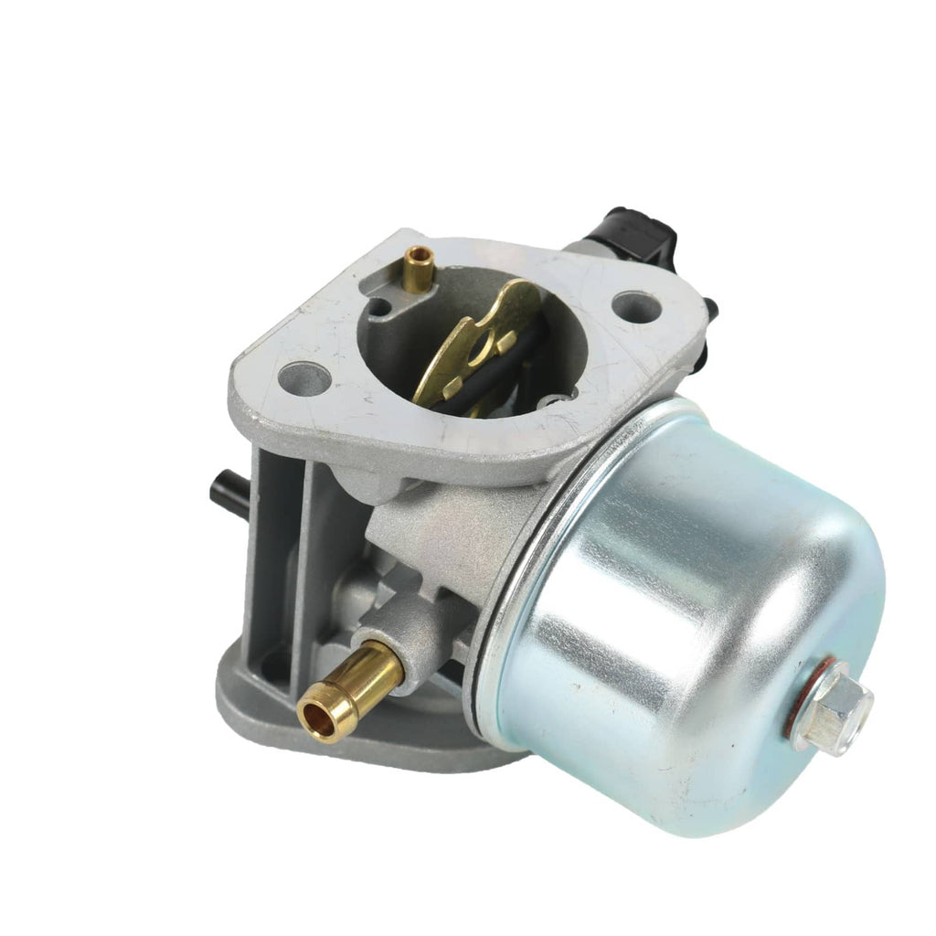 Carburetor assembly with metal housing, fuel canister, inlet and mounting holes