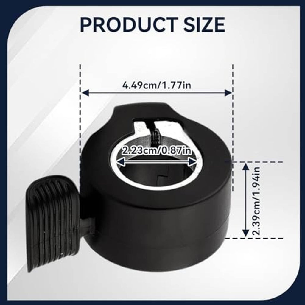 Black thumb throttle accelerator with ribbed cable end and size diagram