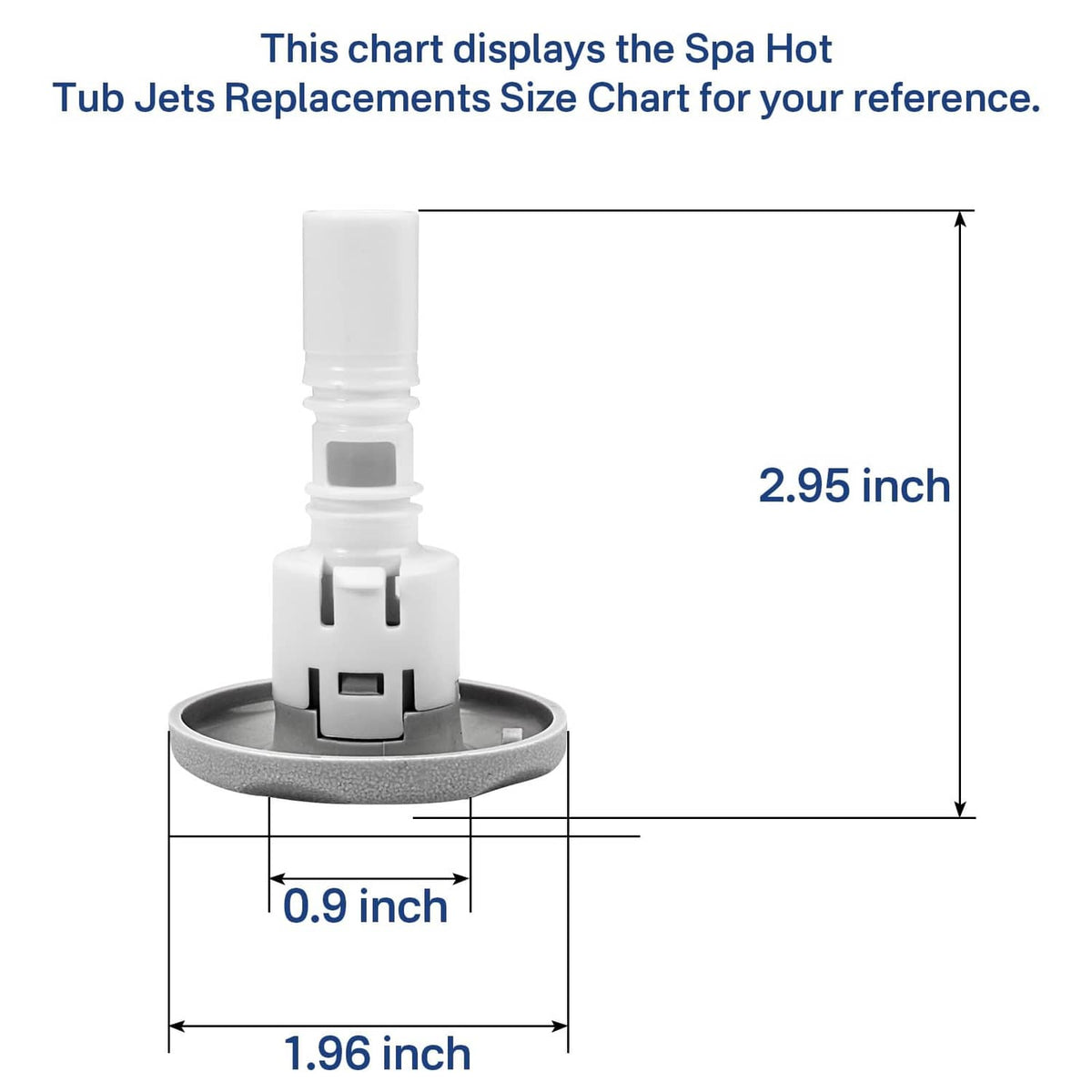 Hot tub jet diffuser replacement with size measurements and white nozzle