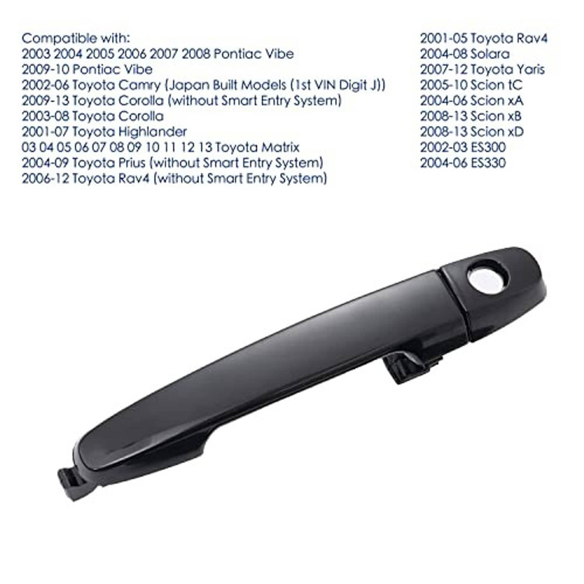 Exterior door handle with round keyhole opening and clip-style mounting bracket