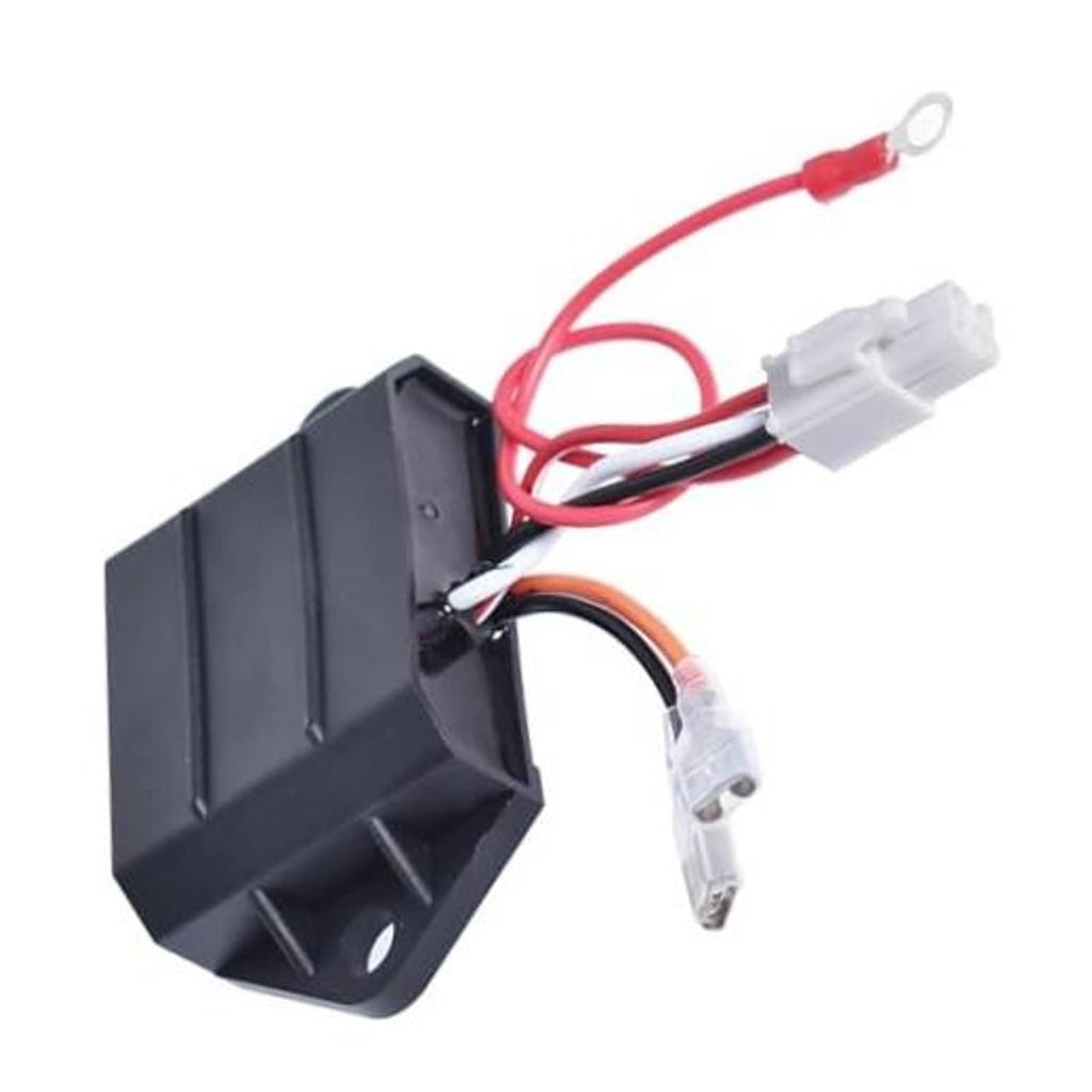 Black CDI ignitor module with red and black wiring harness and white connectors