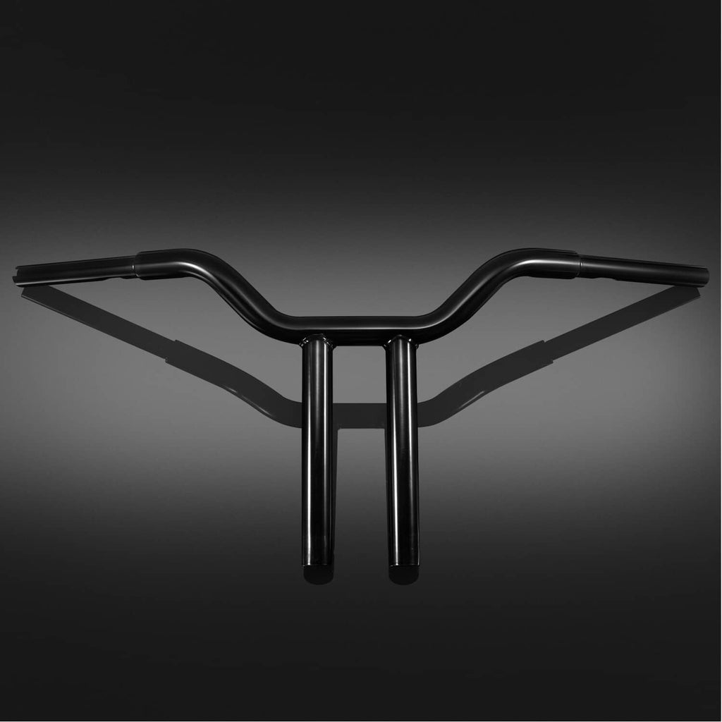 Black MX T-bar handlebar, centered 14 in rise, front-on view against plain background