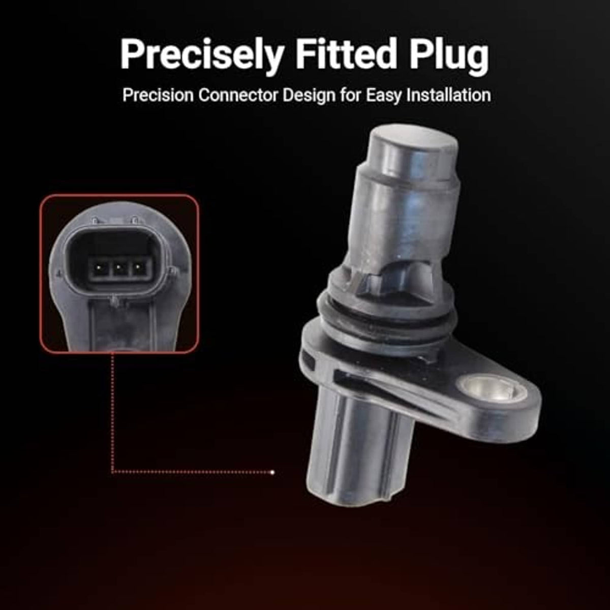 Gray camshaft position sensor with multi-pin plug and mounting ring